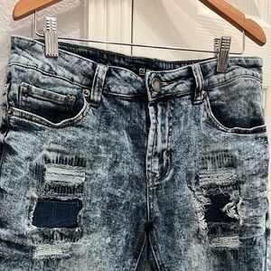 Buckle Black Premium Shorts Mens 28Blue Denim‎ Jean Adult Distressed Streetwear
